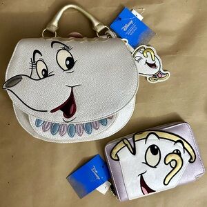 NWT Danielle Nicole Disney Mrs Potts Crossbody Shoulder Bag & Chip Wallet Bundle